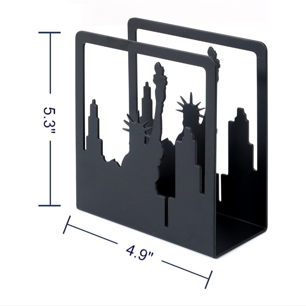 Statue of Liberty-NYC Skyline Napkin Holder Freestanding Matte Black Metal, NWOT